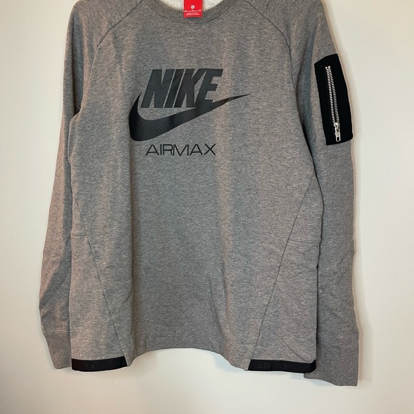 Nike Air Max Gray Sweatshirt with zippered sleeve pocket size medium - Picture 1 of 9